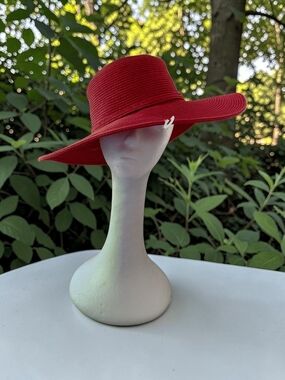 Bijoux Terner Red Wide-Brim Sun Hat NWOT